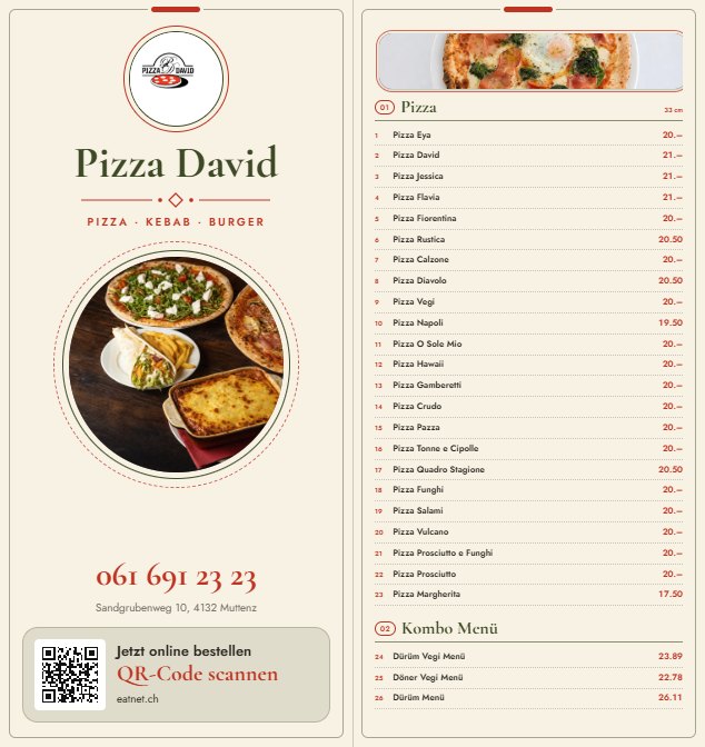 Beispiel-Flyer Trattoria Crema